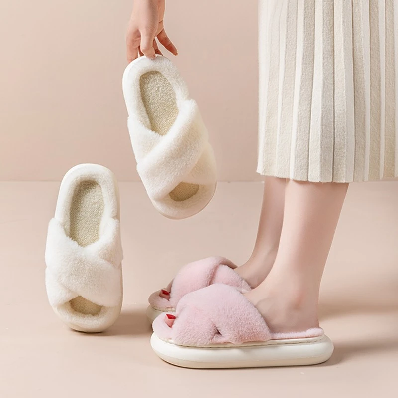 Cross Style Plush Slipper